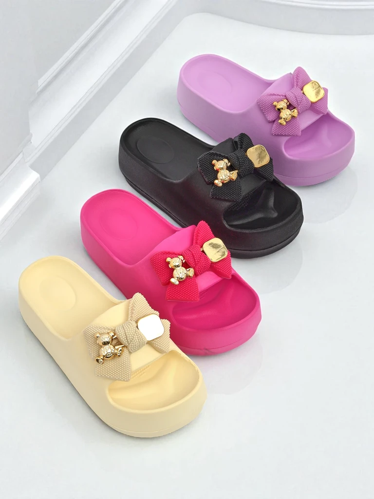 Royalfashion Tongs en caoutchouc pour femmes avec nœud décoratif Alday