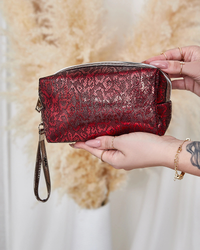 Royalfashion Maroon Glitter Cosmetic Bag pour femmes