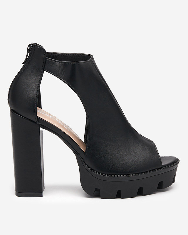 OUTLET Sandales noires pour femmes sur un poteau avec des coupes Dopofi- Footwear