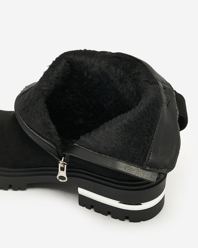 Royalfashion Bottes noires en éco-suède avec sangle et fermetures éclair Redmisala