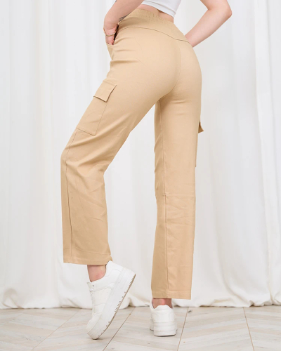 Royalfashion Beige Pantalon cargo large pour femme
