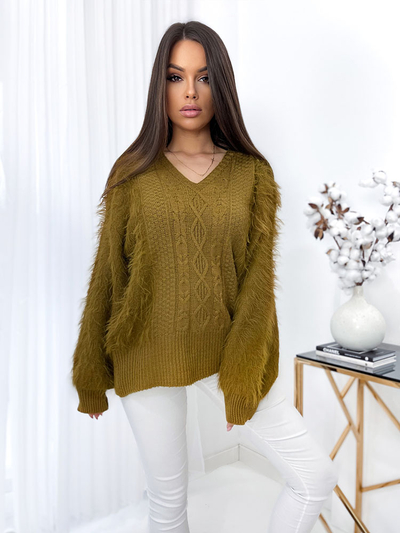 Royalfashion Pull pour femme en duvet de couleur moutarde