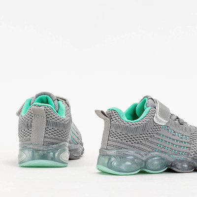 Chaussures de sport grises pour enfants avec des détails à la menthe Dons - Chaussures