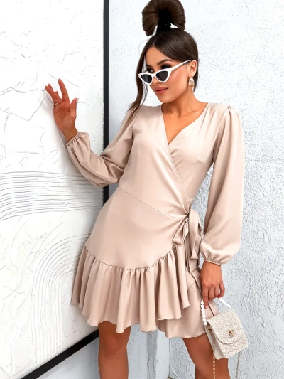 Robe mini liée pour femmes Royalfashion avec volants