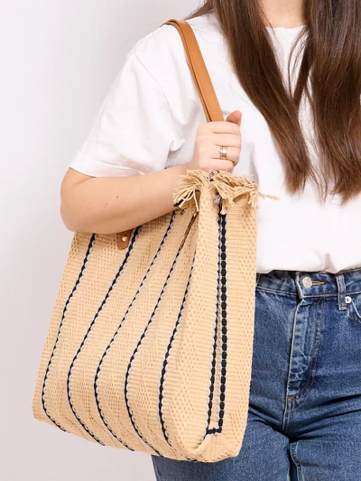 Royalfashion Sac de shopping tissé avec rayures