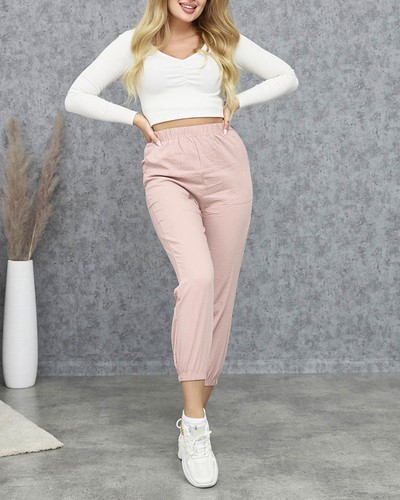 Pantalon en tissu rose pour femmes - Vêtements
