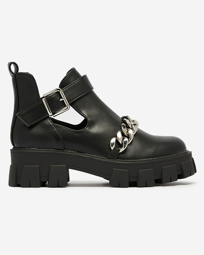 Botte femme noire avec découpe et ornement Meveril - Footwear