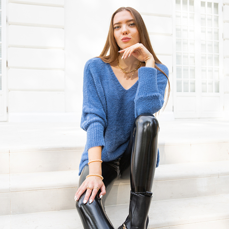 Pull oversize femme marine - Vêtements