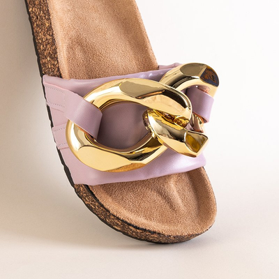 OUTLET Royalfashion Tongs pour femmes violettes avec décoration dorée Deirdre