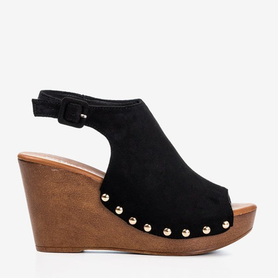 OUTLET Sandales noires pour femmes sur le coin Izida - Chaussures