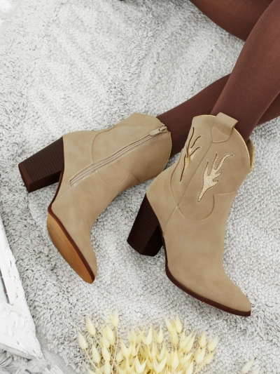 Bottines cow-boy à talon pour femmes avec inserts décoratifs Cendria