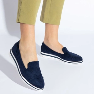 OUTLET Mocassins femme bleu marine sur talon bas Dardariel - Chaussures