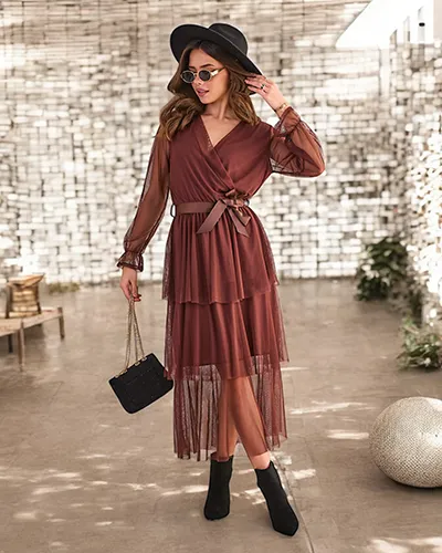 Robe longue pour femmes de Royalfashion avec des volants