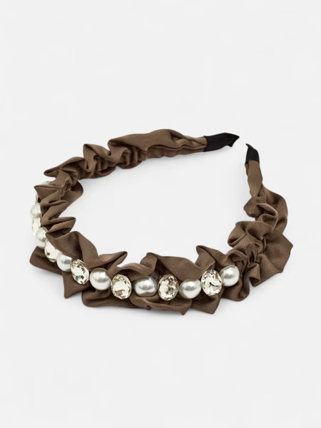 Royalfashion Bandeau pour cheveux avec fronces et perles