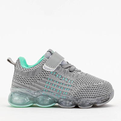 Chaussures de sport grises pour enfants avec des détails à la menthe Dons - Chaussures