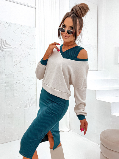 Royalfashion Ensemble décontracté pour femme vert foncé