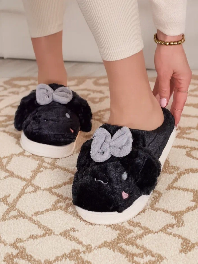Pantoufles en fourrure pour femmes Royalfashion avec un nœud Savos
