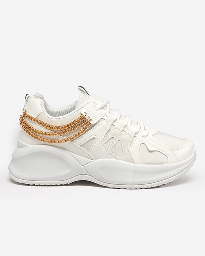 Baskets blanches pour femmes avec semelle compensée cachée et chaîne Kermona - Footwear