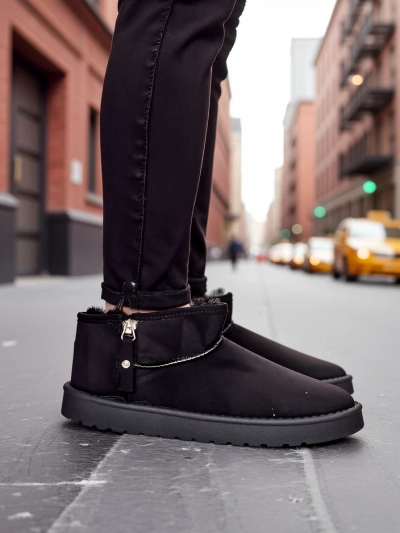 Royalfashion Bottes courtes ressemblant à des bottes de neige pour femmes Fefoz