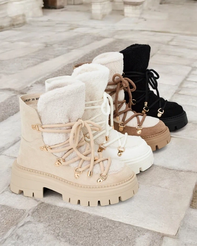 Royalfashion Bottes de neige Lozin à lacets pour femme