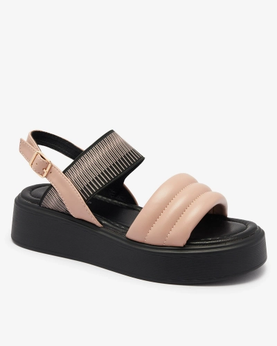 OUTLET Royalfashion Sandales pour femmes roses et noires à semelle plus épaisse Uvino