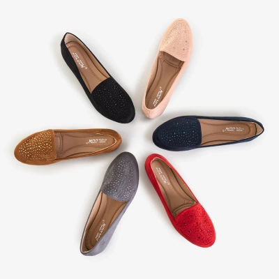 OUTLET Mocassins pour femmes noirs avec zircons cubiques Felisa - Chaussures