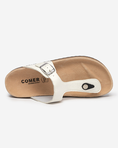 Sandales femme en éco-suède blanc Sodifo- Footwear