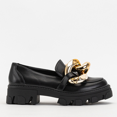 OUTLET Chaussures femme noires avec chaîne dorée Kesoni - Footwear