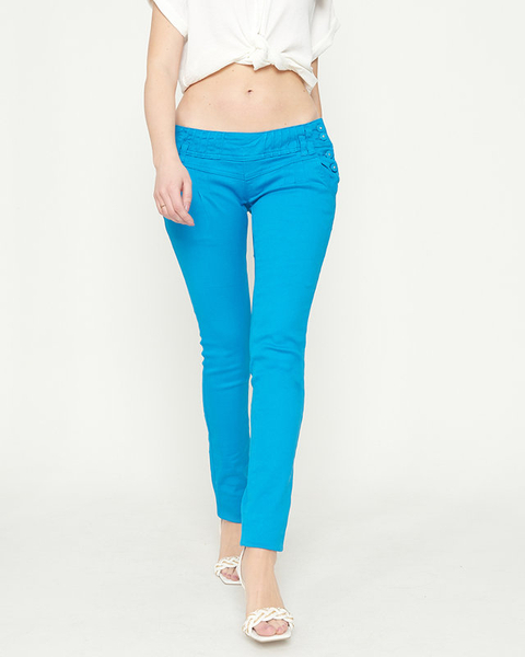 Pantalon taille basse pour femmes en tissu bleu - Vêtements