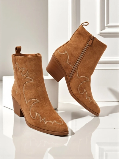 Bottines femme style santiags Velvet Ash – à talons