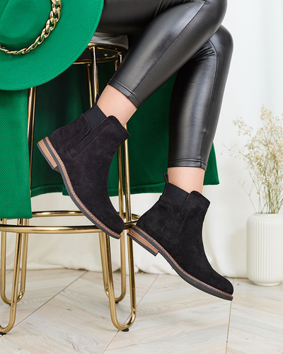 Royalfashion Noir femmes eco-suede Veysi bottes a'la sztyblettes