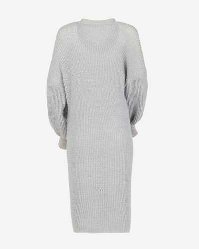 Pull cardigan long doux gris clair pour femme - Vêtements