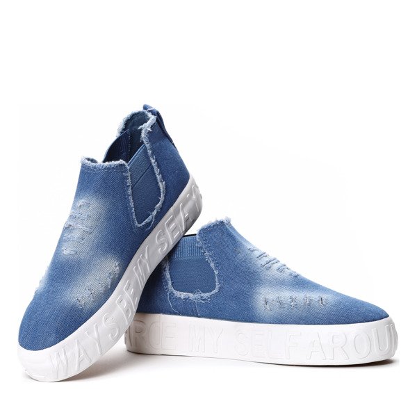Slip on z cholewką w kolorze jasnego jeansu Here With You- Obuwie