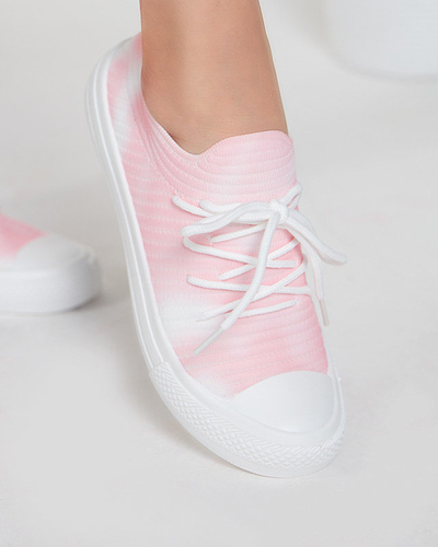 OUTLET Baskets rayées blanches et roses pour femme Manfer- Footwear