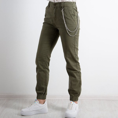 Pantalon cargo vert pour femme avec chaîne - Pantalon 1