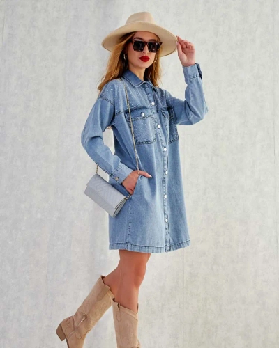 Royalfashion Mini robe a'la denim en coton pour femme