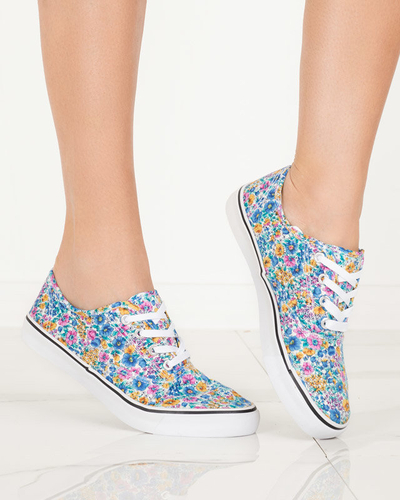 OUTLET Baskets femme bleues à fleurs Sertoli - Footwear
