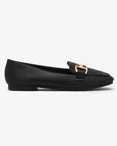Royalfashion Mocassins matelassés noirs pour femme avec ornements dorés Wetifa