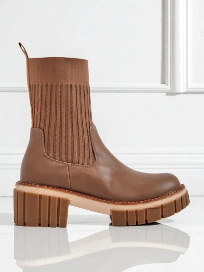 Bottines pour femmes à talon bloc en cuir écologique Ivy Storm