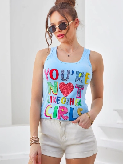 Royalfashion Débardeur en coton pour femme avec bretelles et imprimés