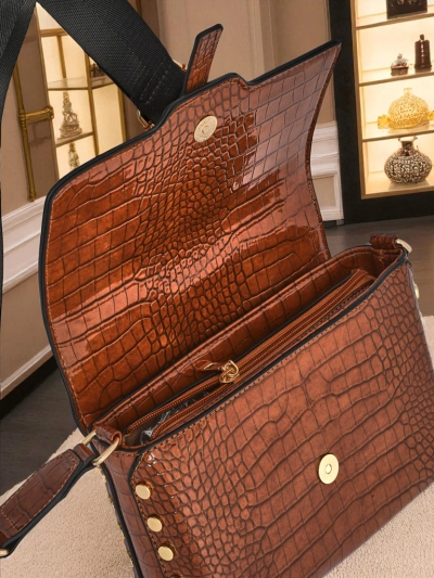 Royalfashion Petit sac à main verni pour femme en cuir écologique Velia Crest