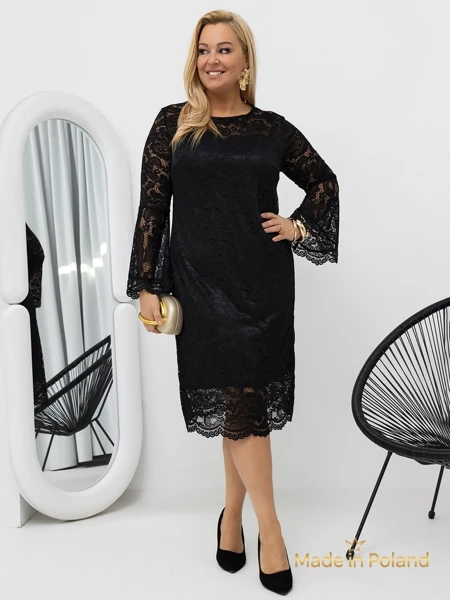 Robe midi en dentelle pour femmes à manches larges Kiss Star