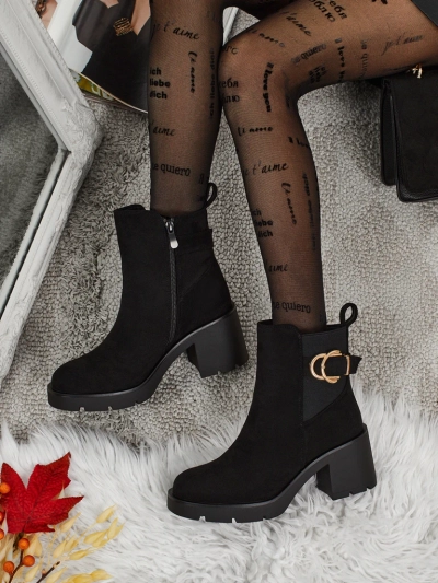 Bottines femme en daim écologique à talon bloc Solenya