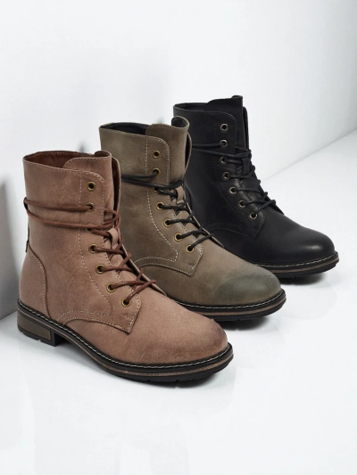 Bottines lacées pour femmes en cuir écologique Ravonna