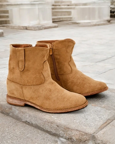 Royalfashion Bottines marron avec style cowboy sur cale couverte Patorias