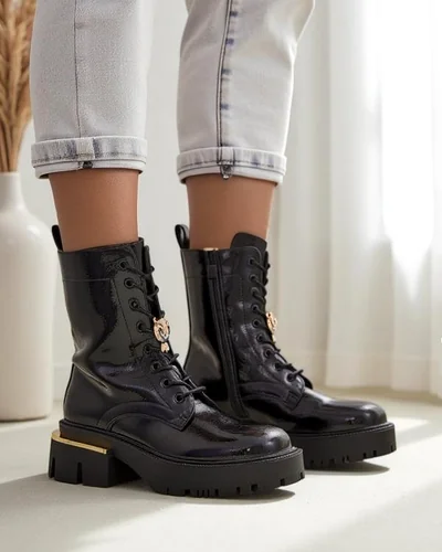 Bottines de travail en cuir verni pour femmes Tesiolle