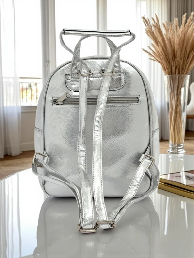 Sac à dos en éco-cuir Royalfashion pour femme avec rayures Metallic Stripes