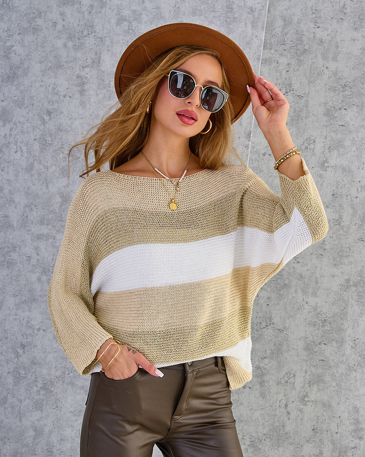 Royalfashion Pull rayé en coton pour femme