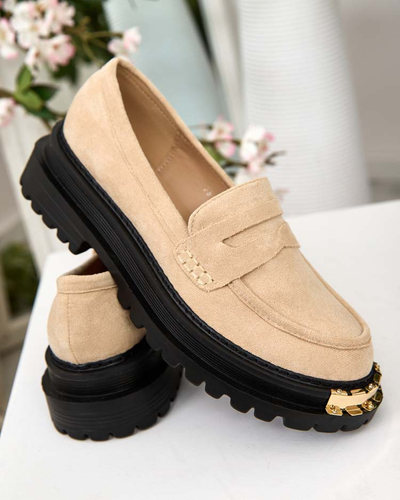Mocassins Giulia Beige en Cuir Écologique