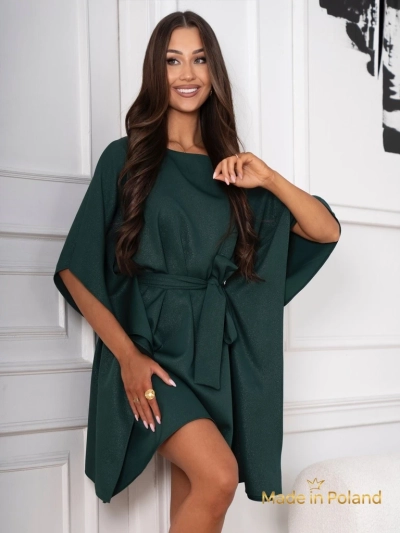 Robe Serena Verte avec Ceinture et Manches Kimono - Élégance et Confort